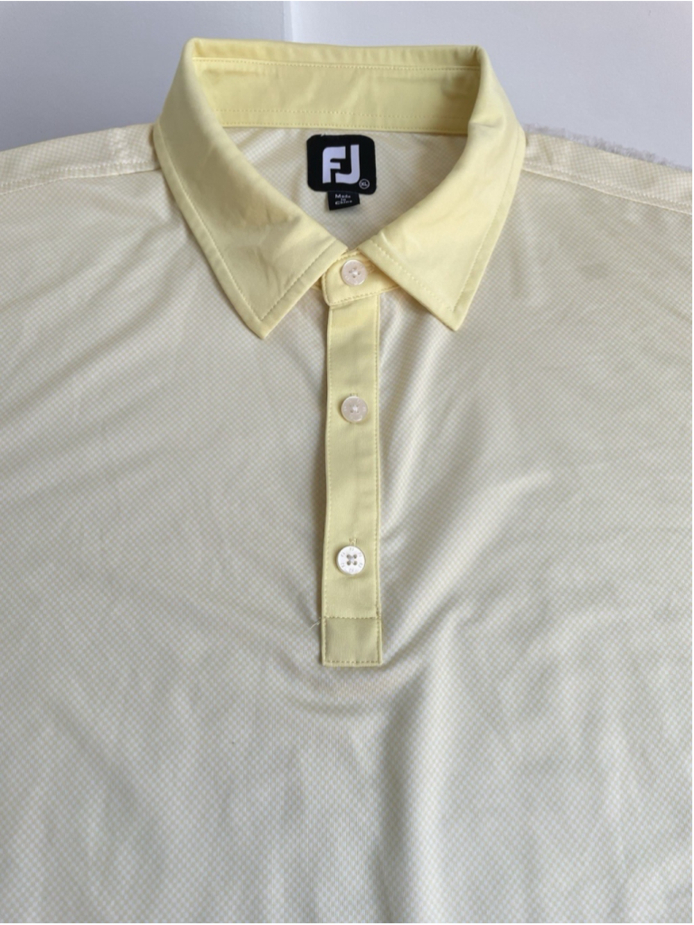 FootJoy Golf Performance Polo Shirt Mens XL Lemon Micro Pattern - Picture 5 of 10